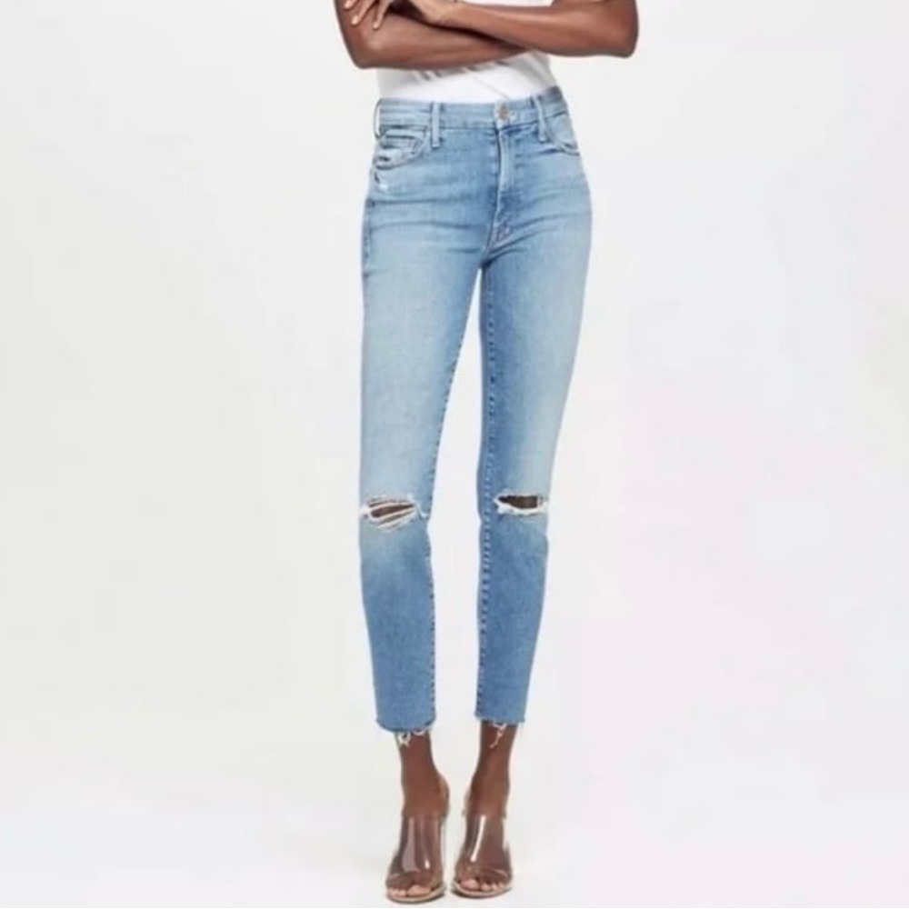 MOTHER high waisted looker ankle fray
